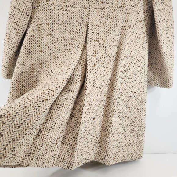 Vintage Handmade Double Breasted Speckled Herringbone Beige Peacoat Small - Picture 5 of 13